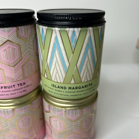 BATH AND BODY Single Wick 4 Candles Iced Dragonfruit Tea & Island Margarita 7oz - Picture 5 of 7